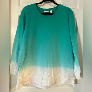 Women’s Denim & Company D&CO Green Ombré Long Sleeve Top Size Medium